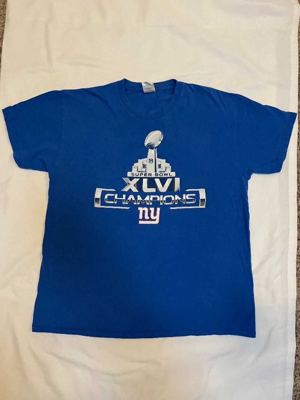 New York Giants Super Bowl XLVI Champions T Shirt Preowned Mens Large